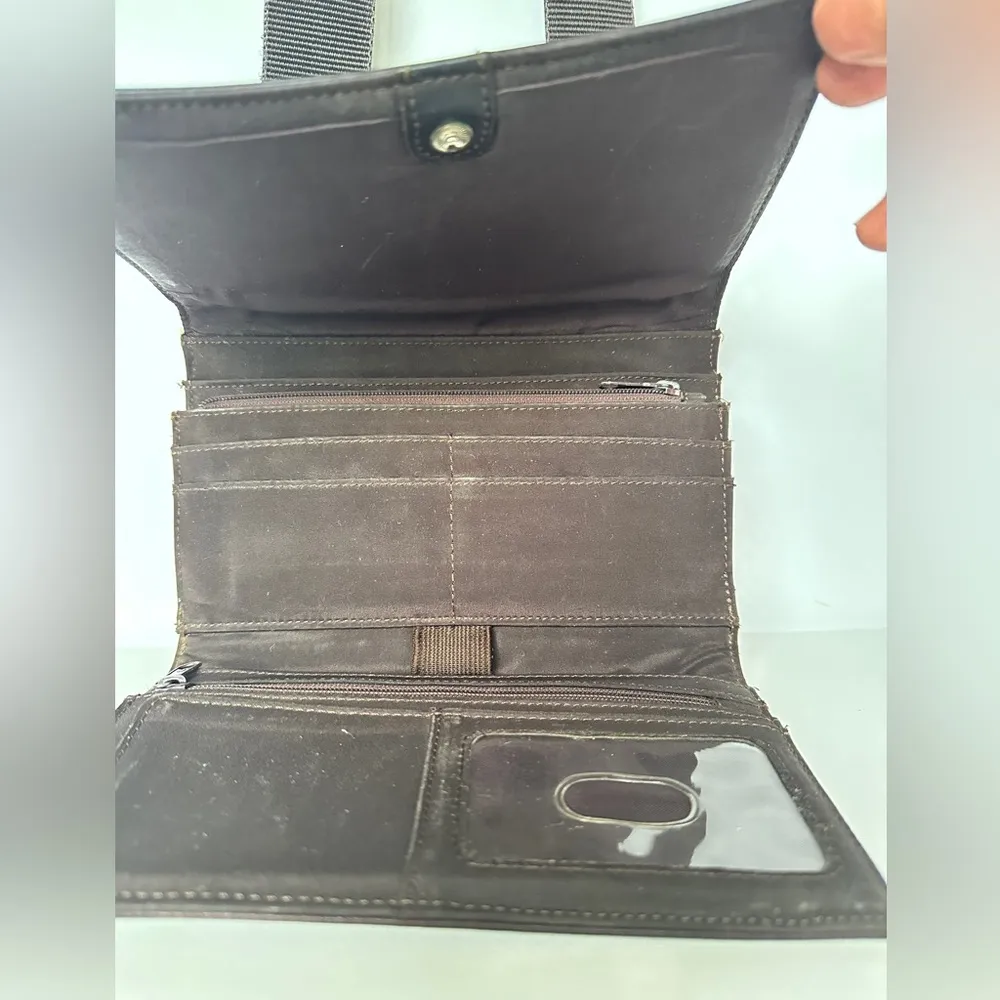 Fossil Brown Genuine Leather Wallet Crossbody Bag Organizer - Image 6