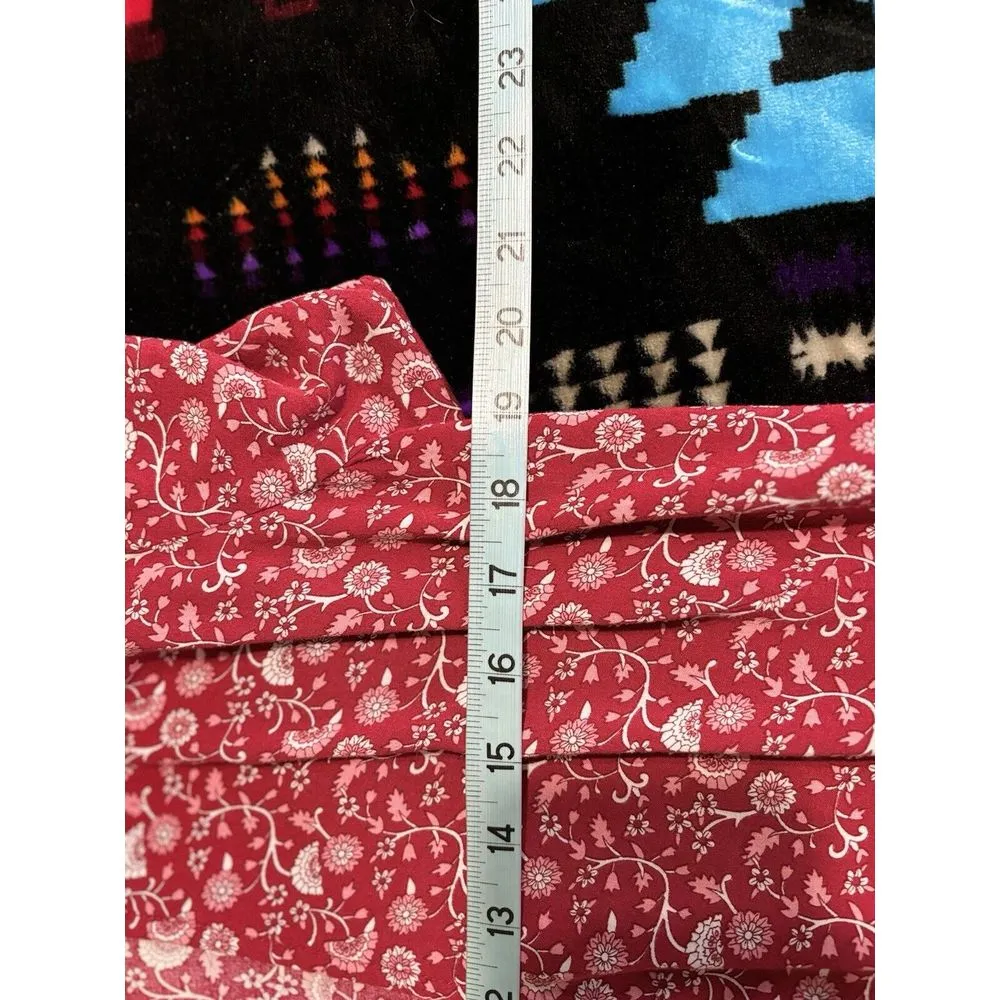 Unbranded Red/Pink/White Floral Short Flutter Sleeve Duster Size L Long Tie Pink Size L - Image 7