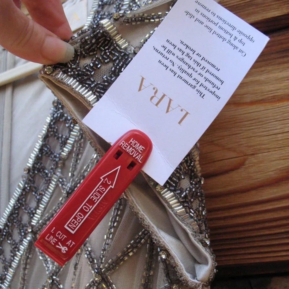 LARA Beaded V Neck Neckline Dress Gown Cap Sleeves Tan Size 6 - Image 12