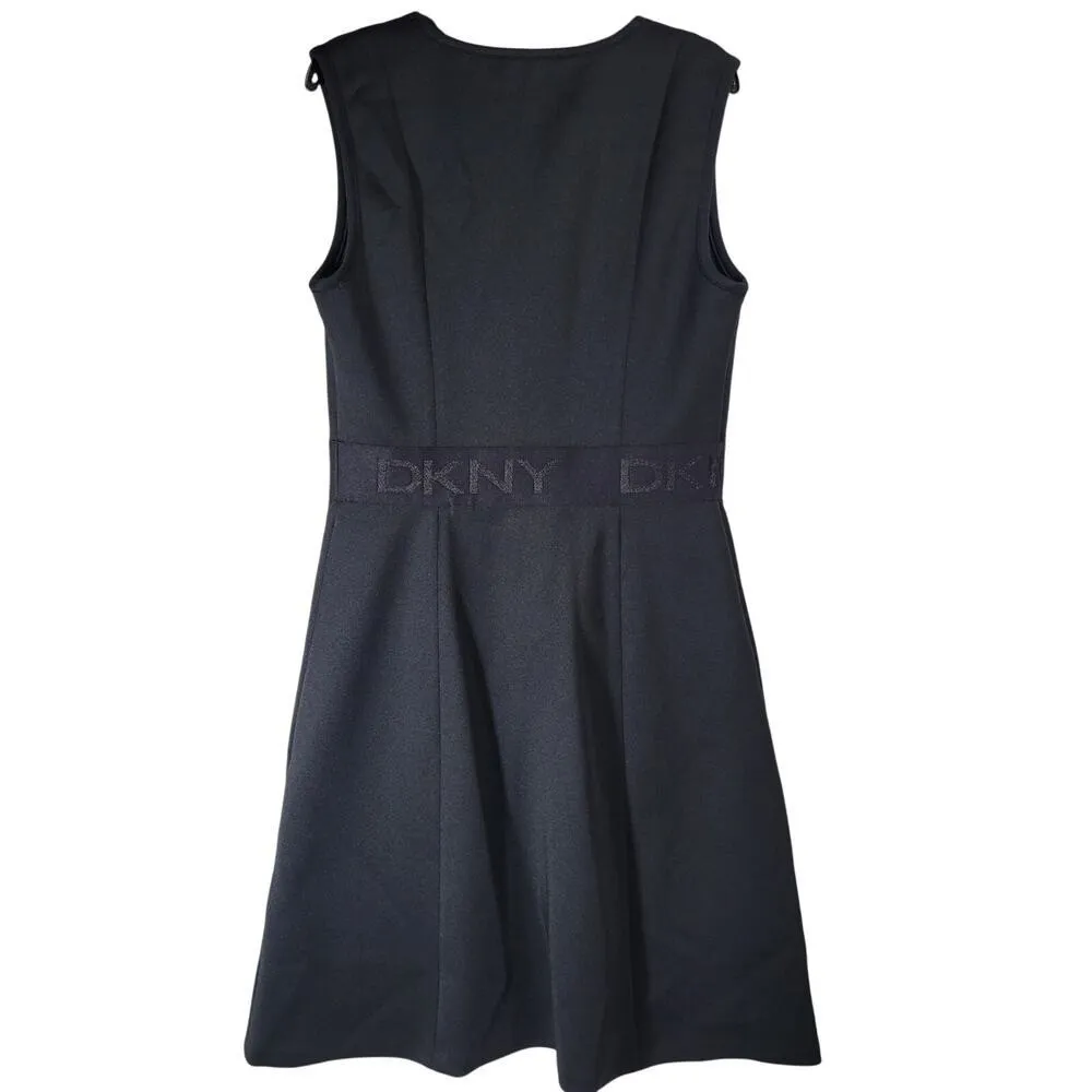 DKNY Women Black‎ Sleeveless Zipper Fit Flare Knee Length Dress XS - Image 3