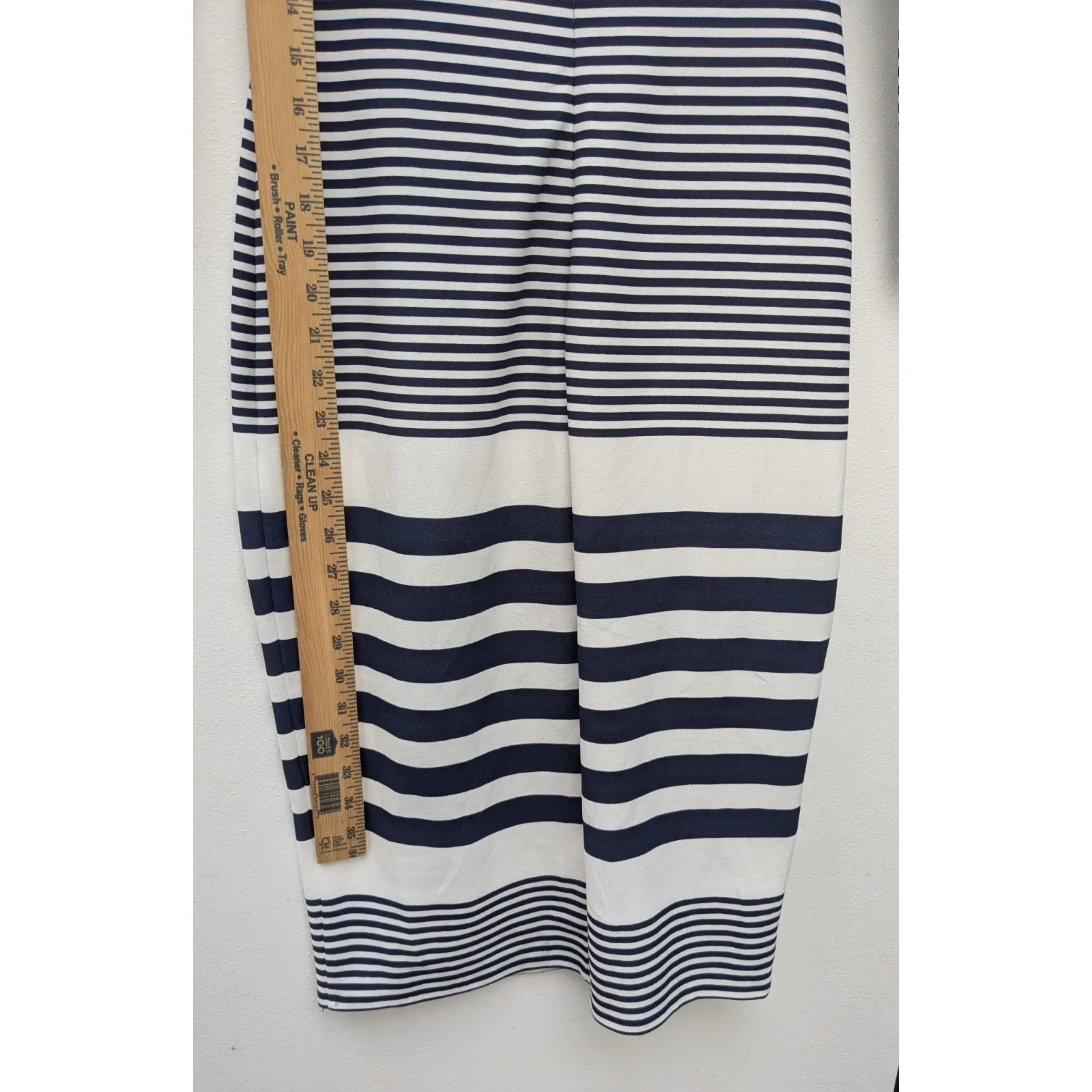 Eliza J Midi Dress Off the Shoulder Long Sleeve Bodycon Blue White Stripes Sz 4 - Image 8