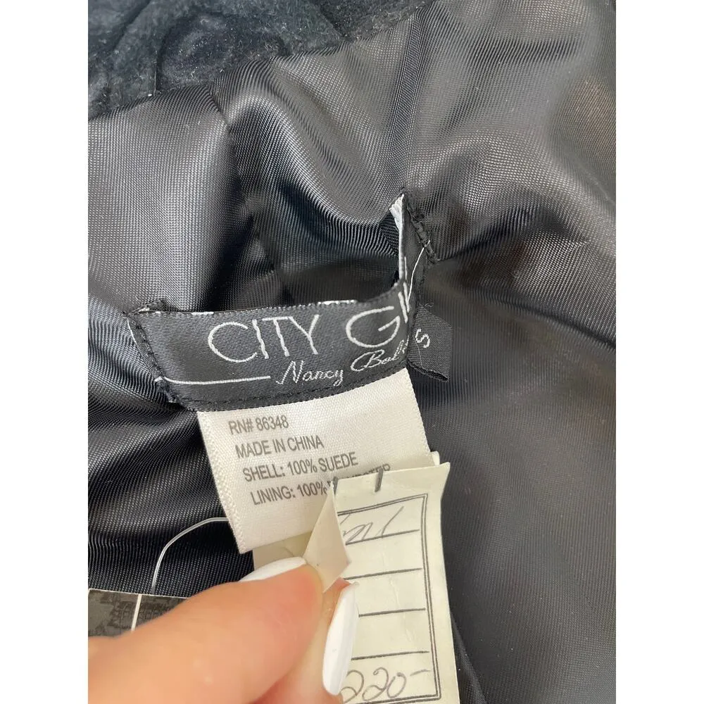 NWT Vintage Nancy Bolen City Girl Black Suede Full Zip Jacket Size S - Image 6