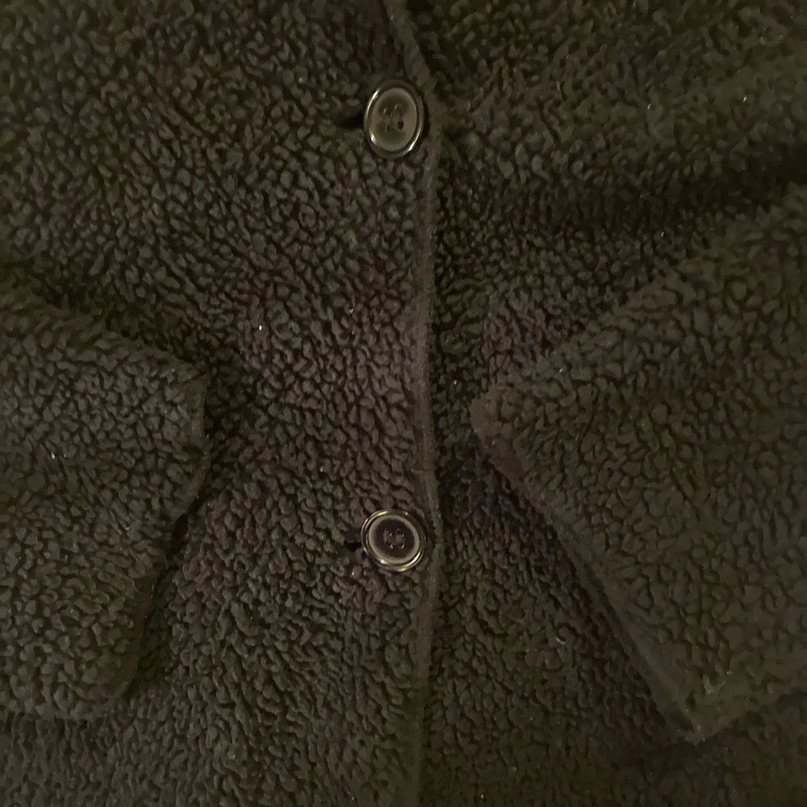 PJ Salvage Coat Women’s Black Sherpa Fleece Button Front Long Cozy XS - Image 3