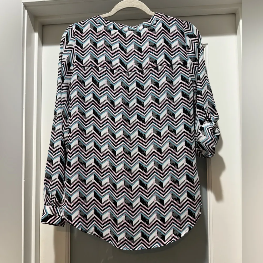 Candie’s 90’s Chevron Patterned Women's Top Size M Disco Zipper Retro Sassy Fun - Image 8