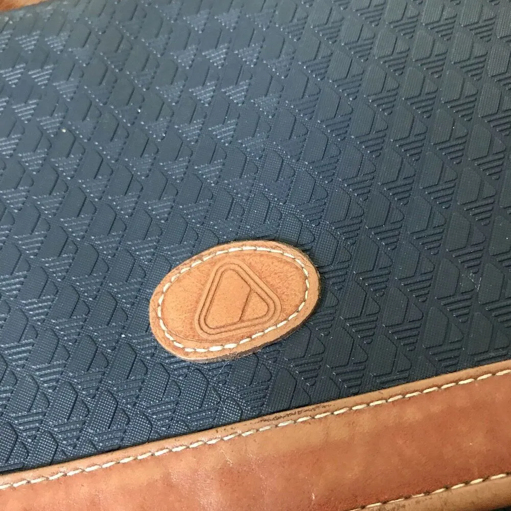 Liz Claiborne Vintage Crossbody Purse - Blue Faux Leather Bag With Tan Accents - Image 2