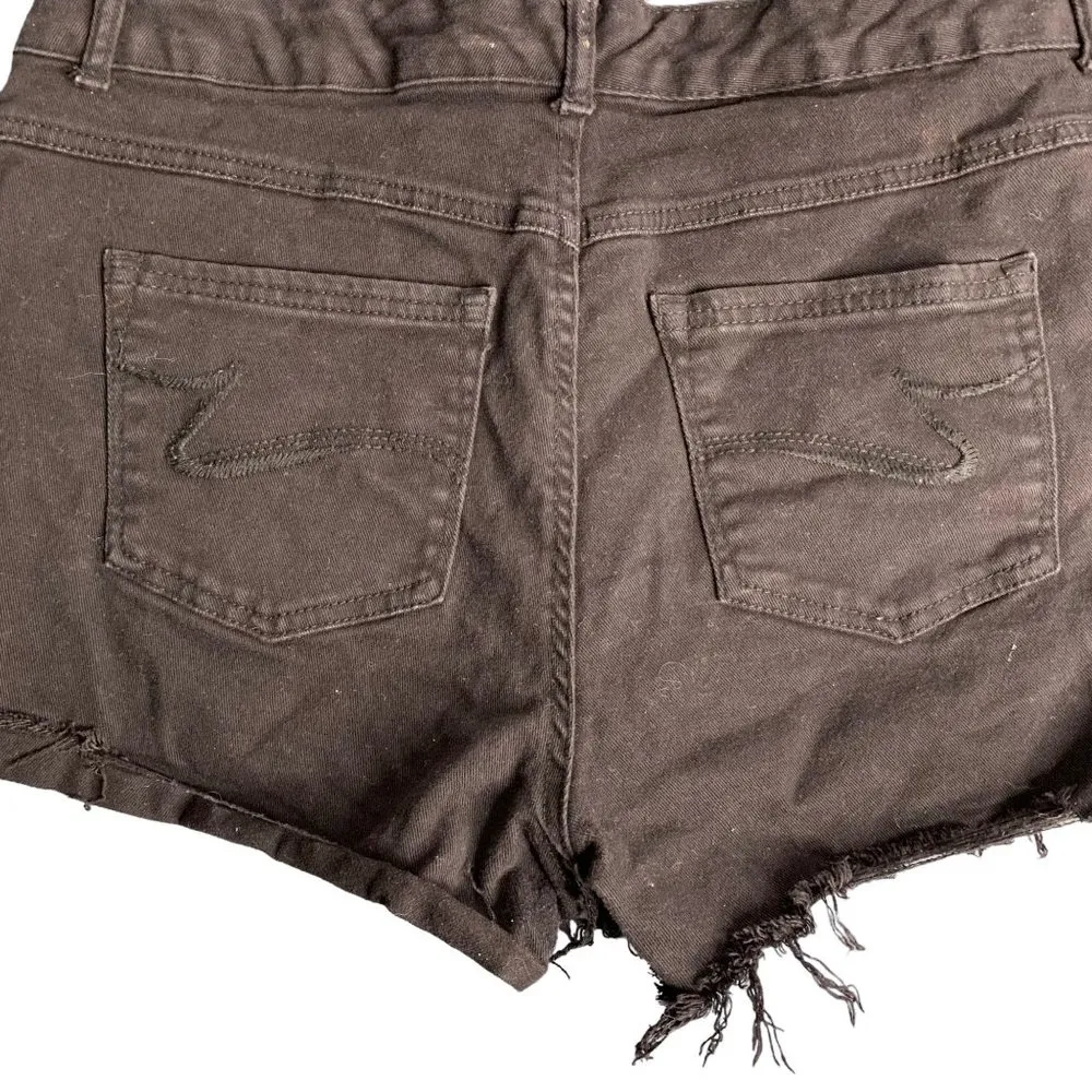 Just my Size Classic Fit Denim Shorts 16 Black Mid Rise Cut Off Button Zipper - Image 4