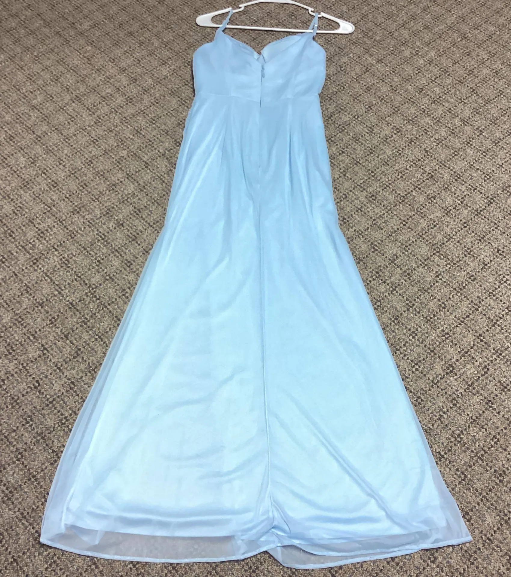 Deandra Sky Blue Chiffon Spaghetti Strap Cowl Neck Formal Dress Size 2 - Image 13
