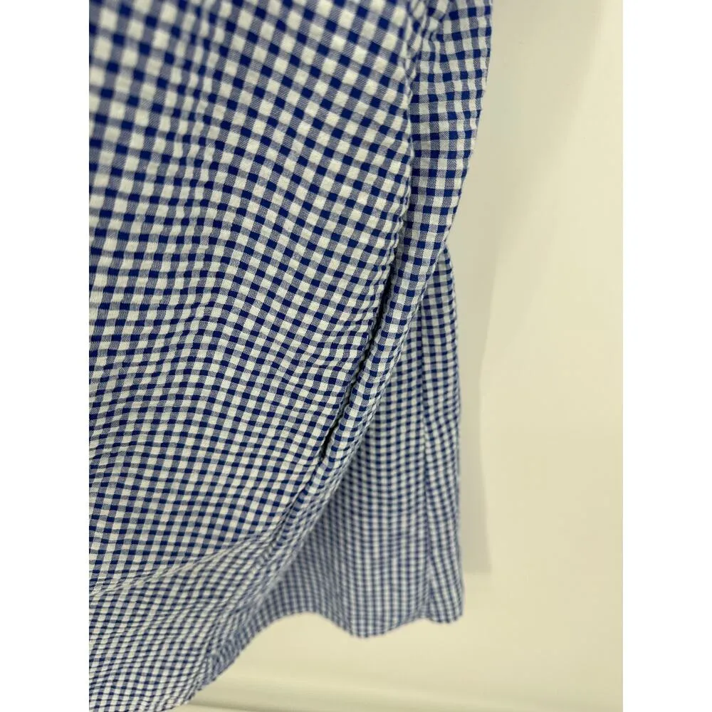 Old Navy Blue Gingham Dress Puff Sleeve Cottagecore Smocked Mini Women Size 2X - Image 7