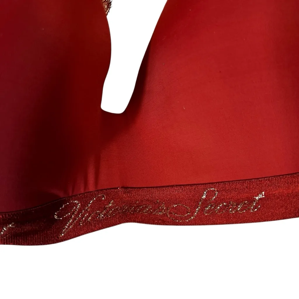 Victoria’s Secret Bra Womens 32DD Red Wireless Lace Back T-Shirt Lightly Lined - Image 4