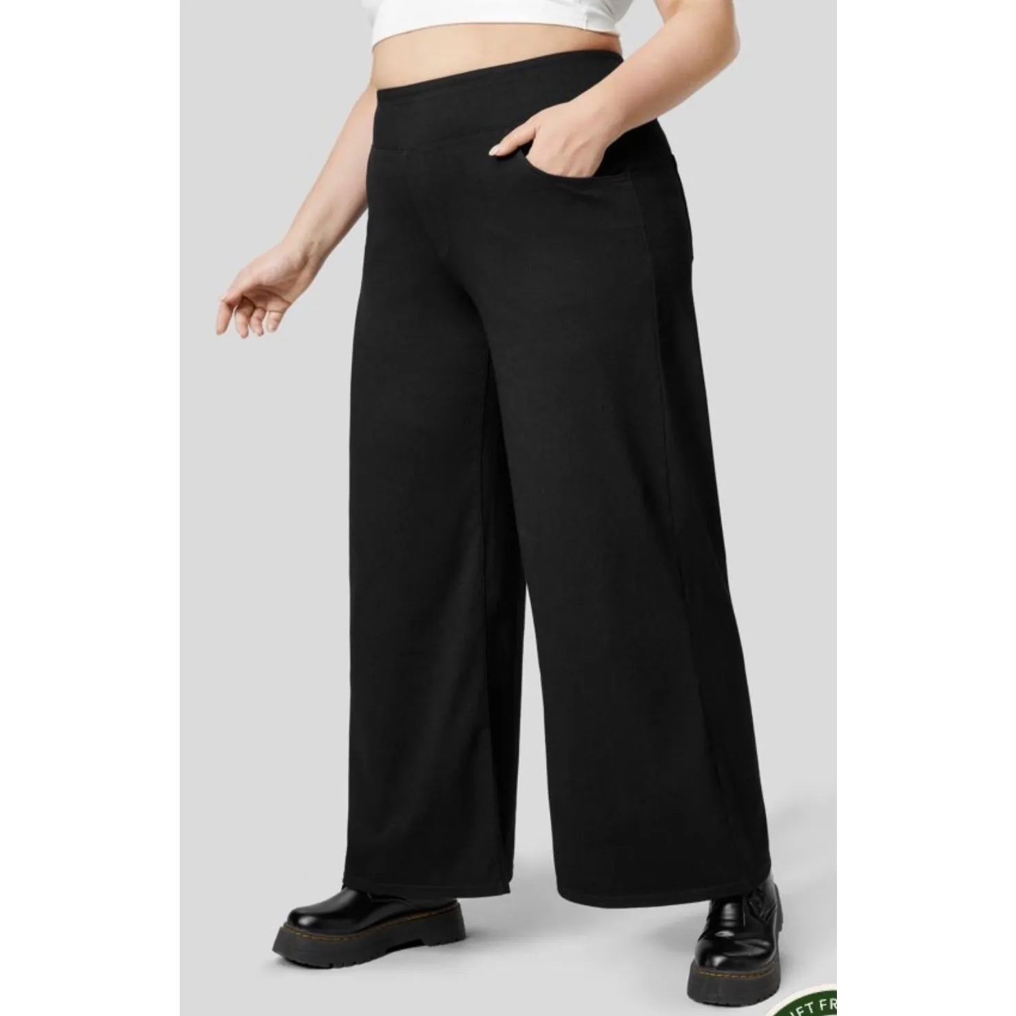 Brand New Halara Women's Size 2X Black High Waisted Denim Wide Leg Pants - Image 3