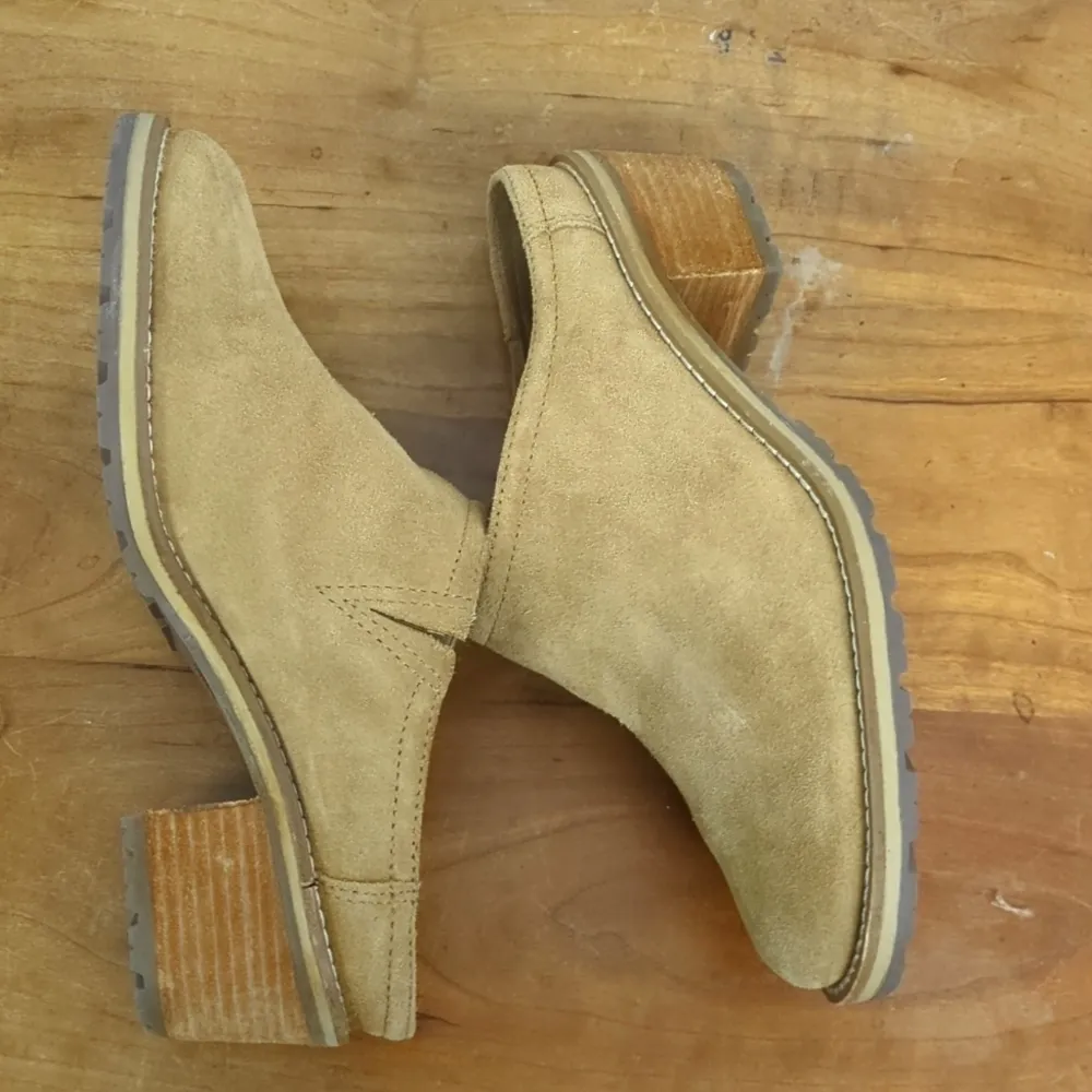 LL Bean Suede Lug Sole Chunky Heeled Mules Size 7.5 - Image 6