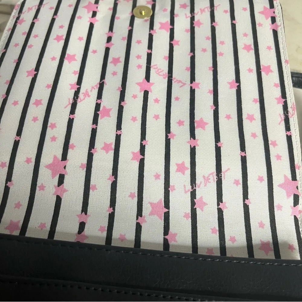 BETSEY JOHNSON Cat Crossbody Bag Glitter Rhinestone Fabric Chain Strap Luv - Image 6