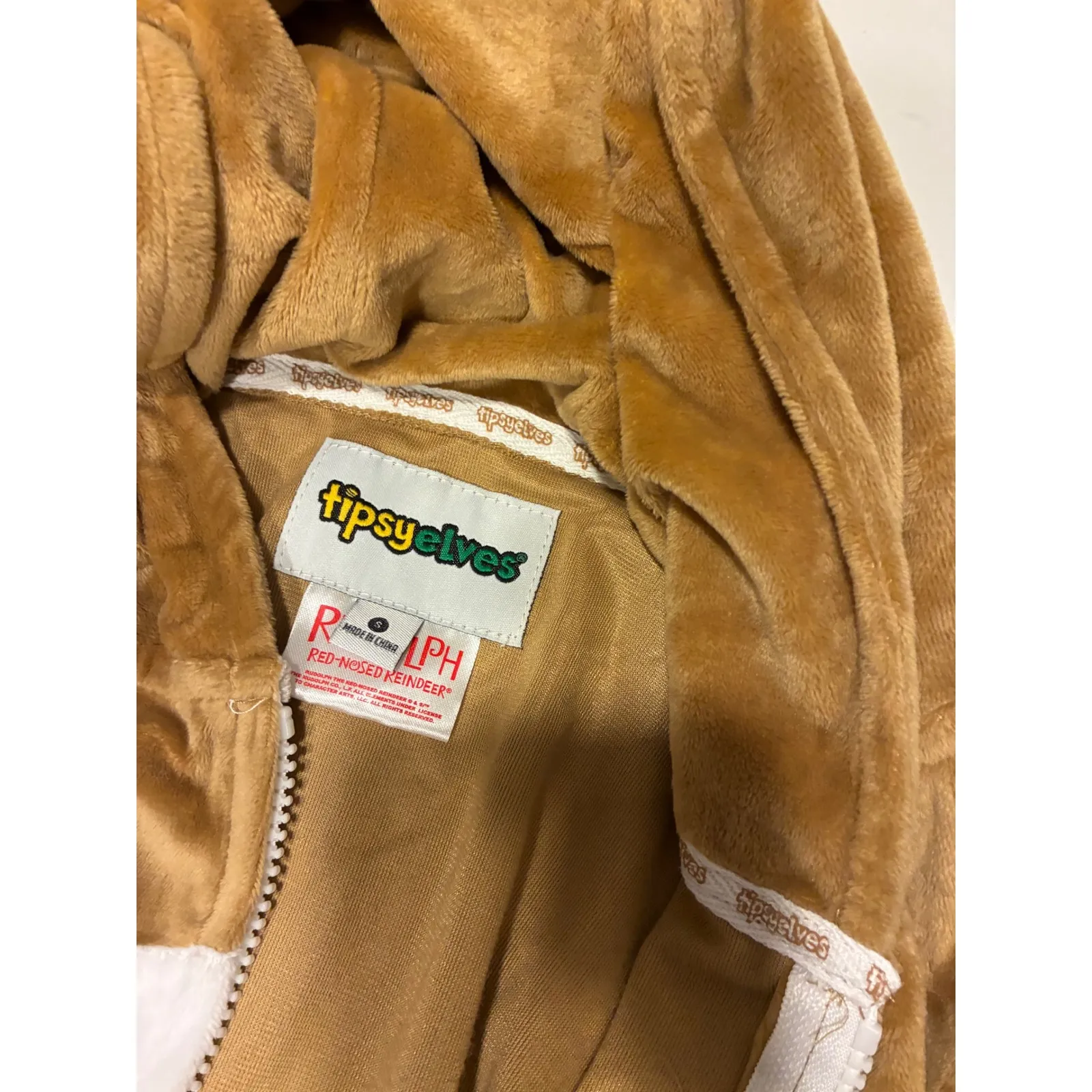 Tipsy Elves Red Nosed Reindeer Costume Onesie Pajamas Brown Adult small - Image 4