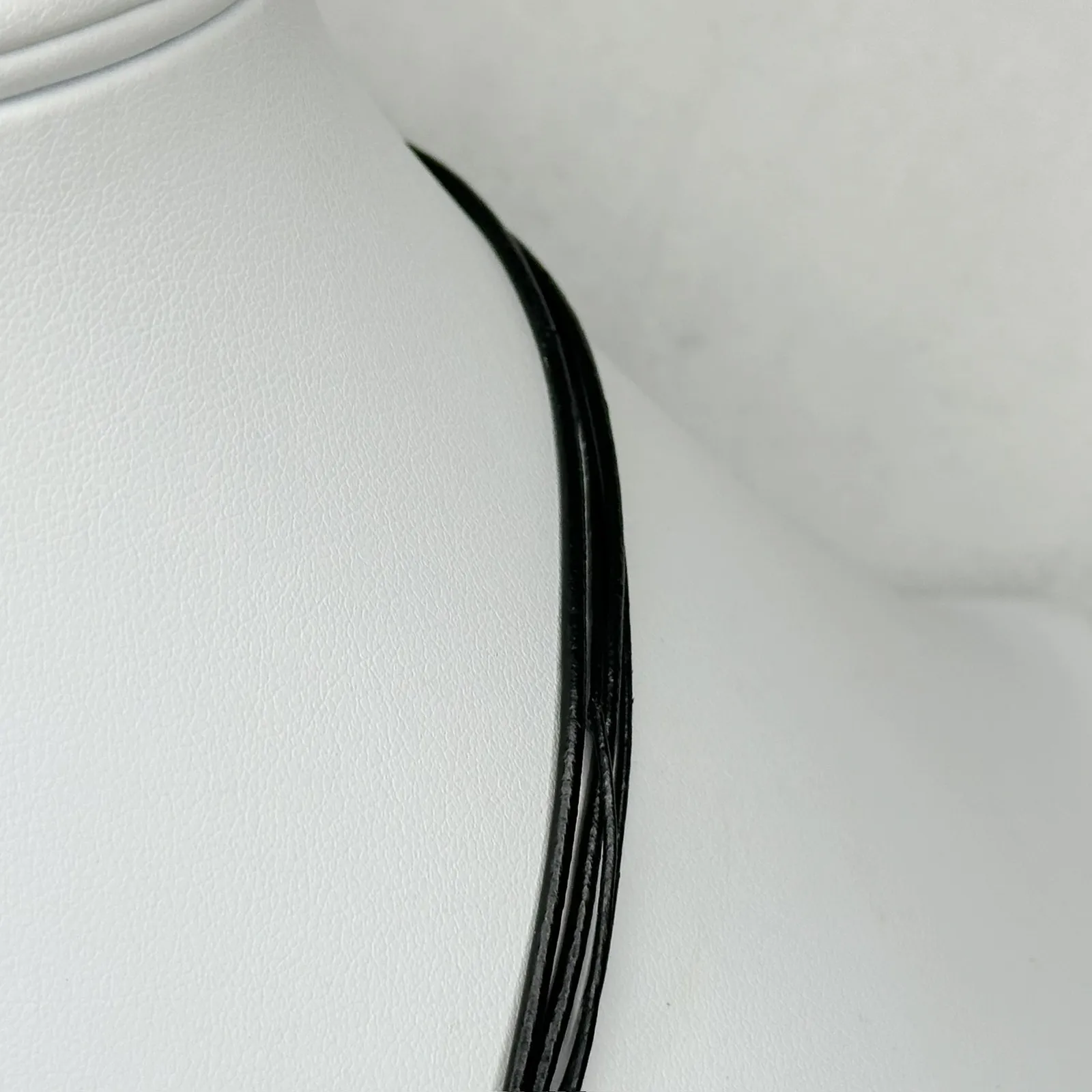 Chico's Striped Slab Pendant on Black Cord and Silver Tone Necklace ✨ - Image 7