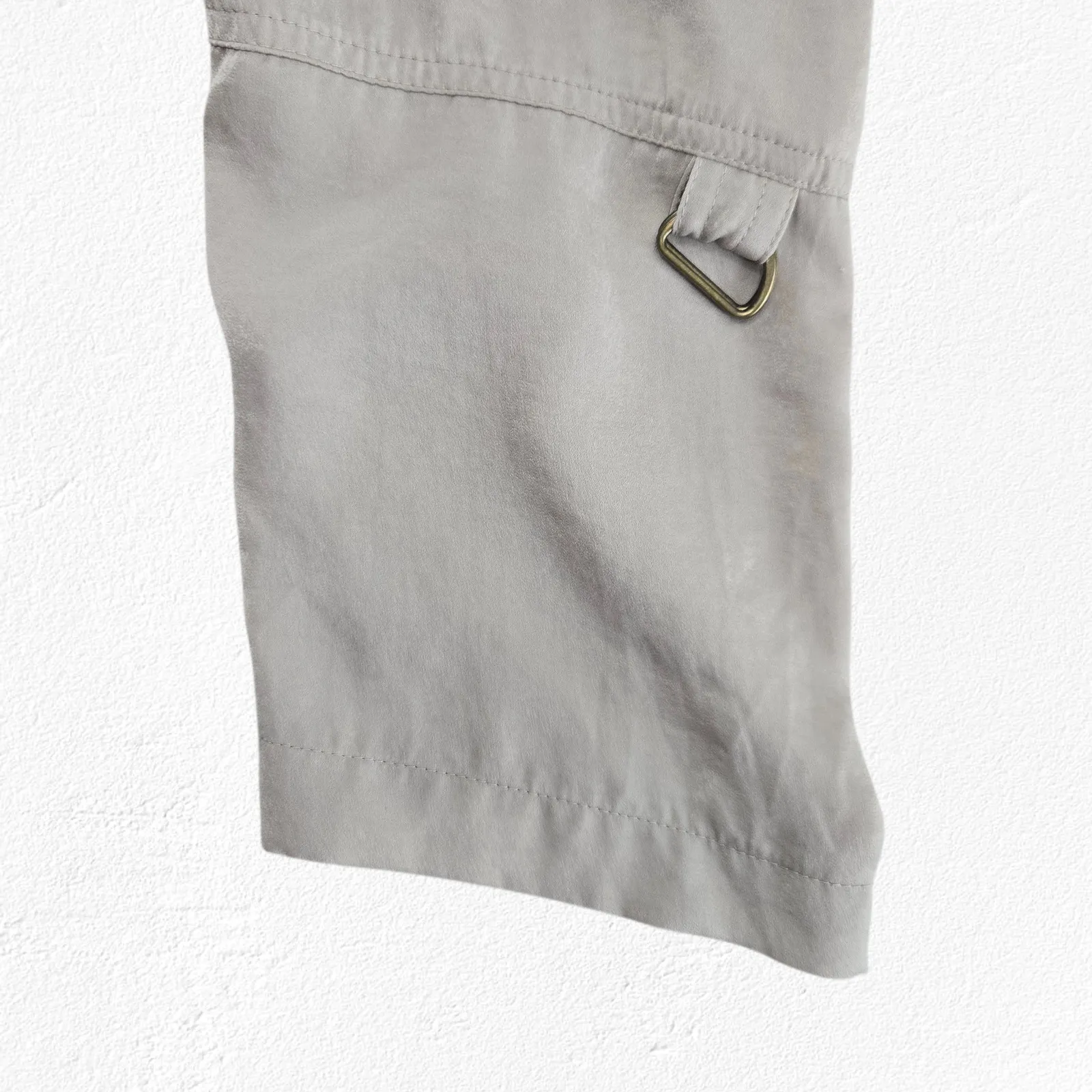 BCBGmaxazria Beige Faux Wrap Sateen Trench Dress Draped Neck Belted Size XS EUC - Image 10