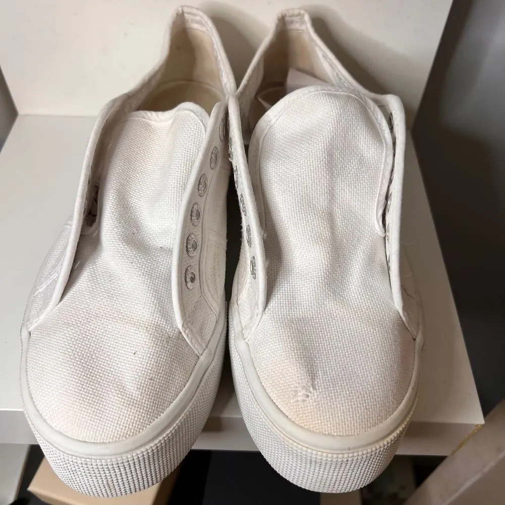 Superga White Canvas‎ Platform Sneakers Slip-On Casual Women's Shoes - Image 4