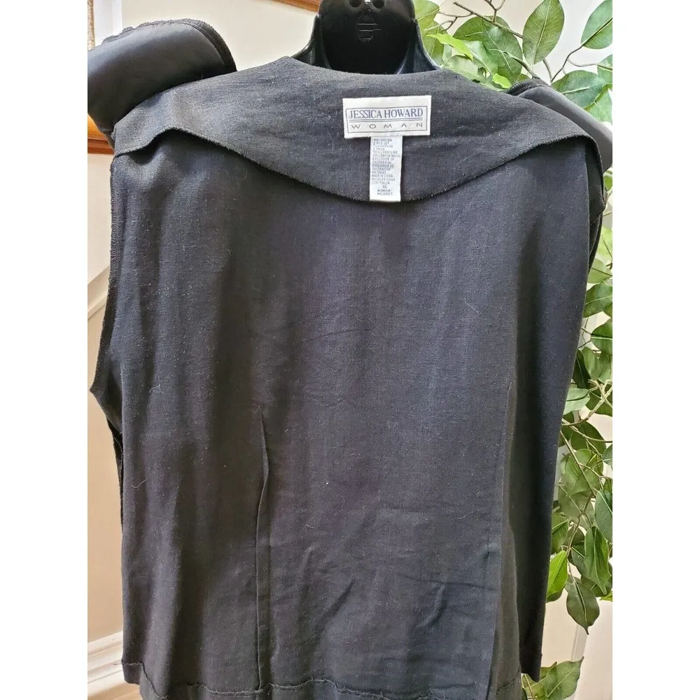 Jessica Howard Women Black Linen Half Sleeve Jacket & Dress 2 Pc's Suit Size 16 - Image 7
