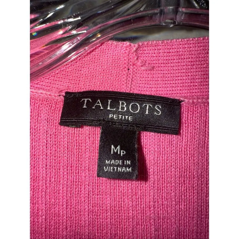Talbots petite Barbie pink pocket long knit cardigan MP #671 - Image 3