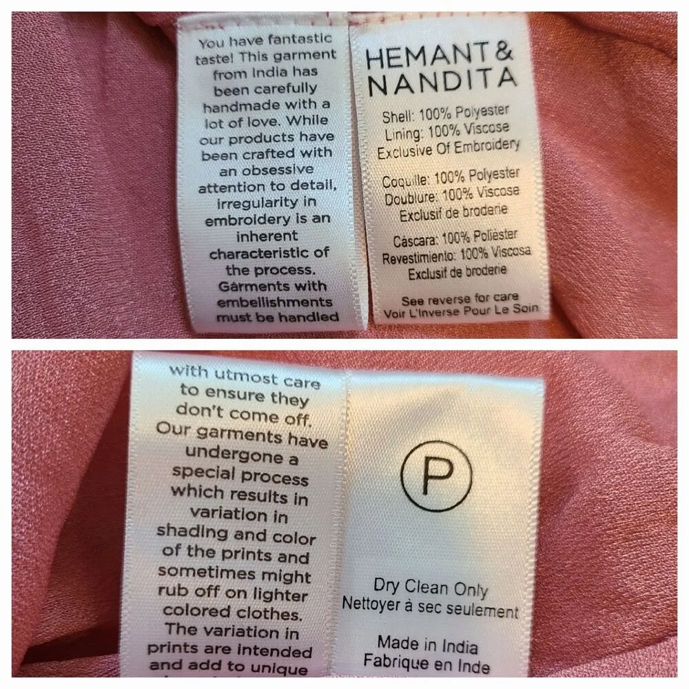 Hemant & Nandita Reha Long Maxi Dress Medium Sweetheart Pink Convertable Straps - Image 12