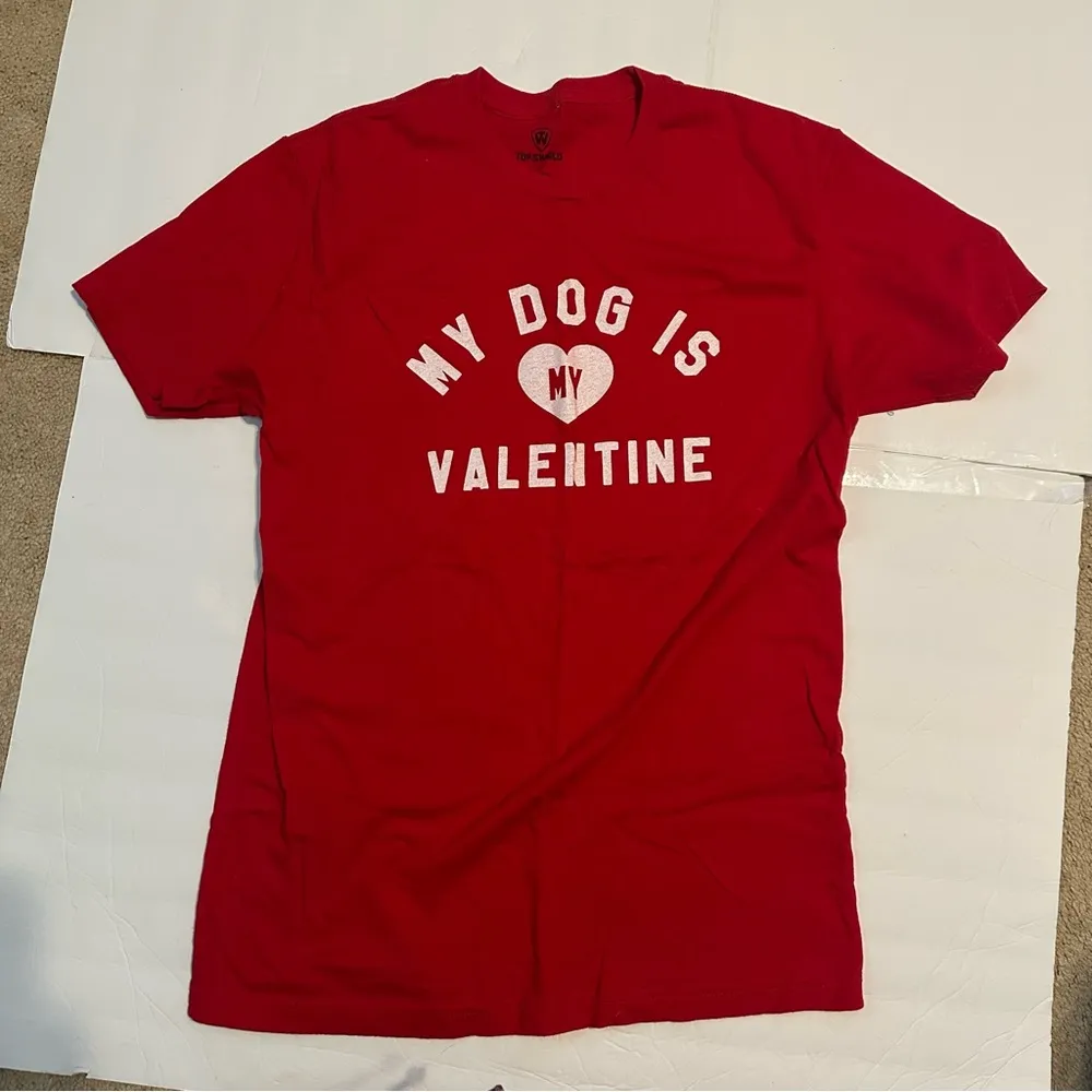 Red 'My Dog is My Valentine' T-Shirt Womens Medium 100% Cotton - Image 4