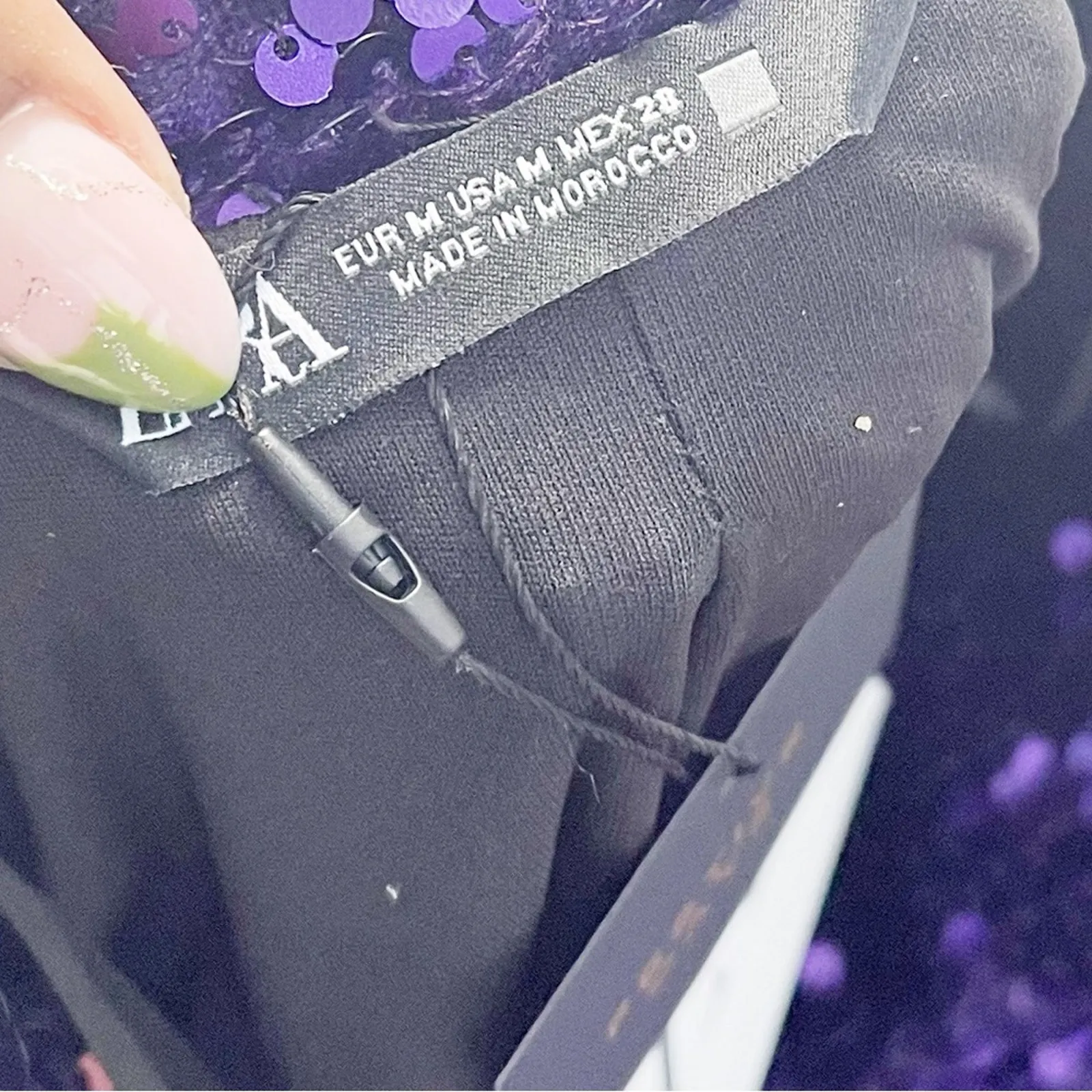 Zara Purple Sequin Long Sleeve Faux Wrap Blazer Dress‎ Size Medium - Image 4