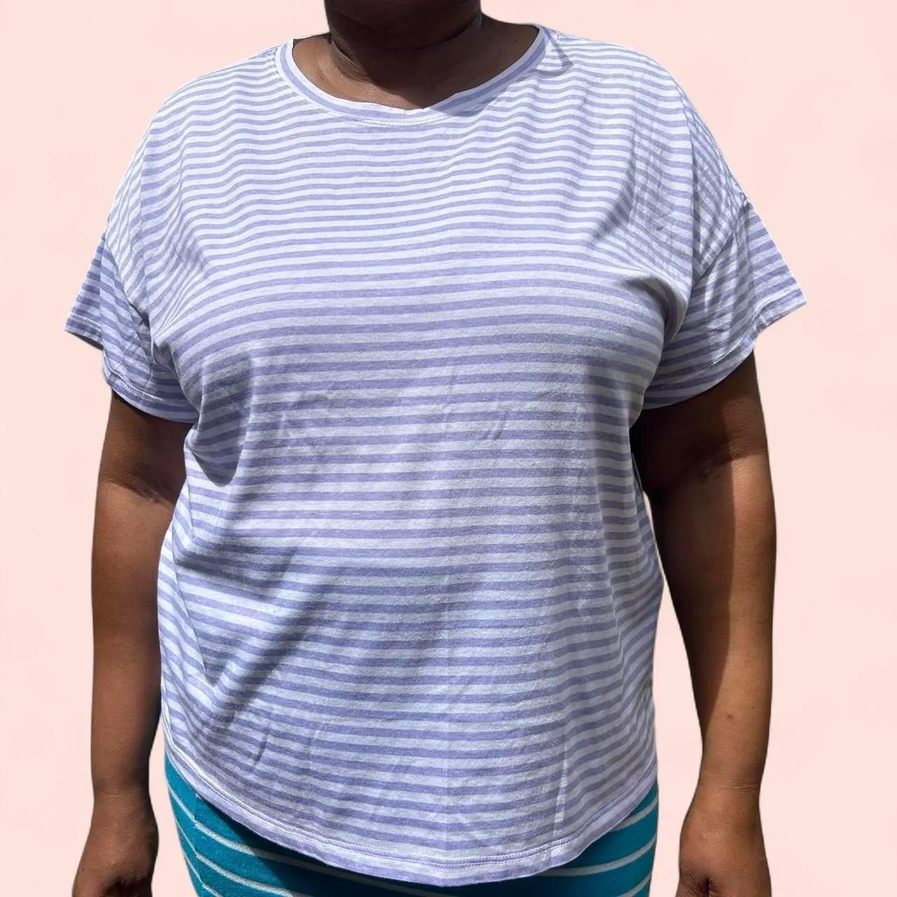 Style & Co Lilac and White stripe Burnout Tee Shirt sz XXL Purple - Image 7