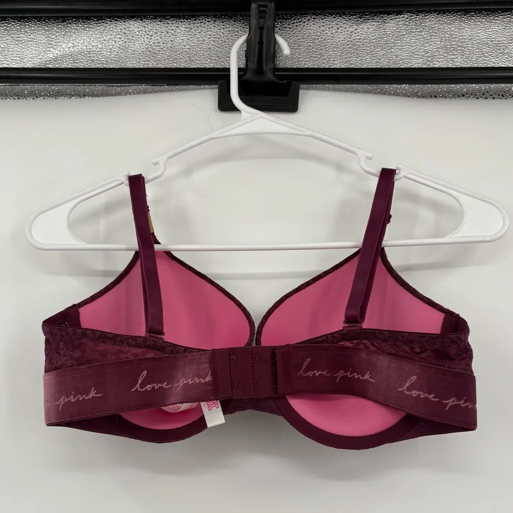 Pink vs wear everywhere push up bra purple‎ cheetah print 34D - Image 2