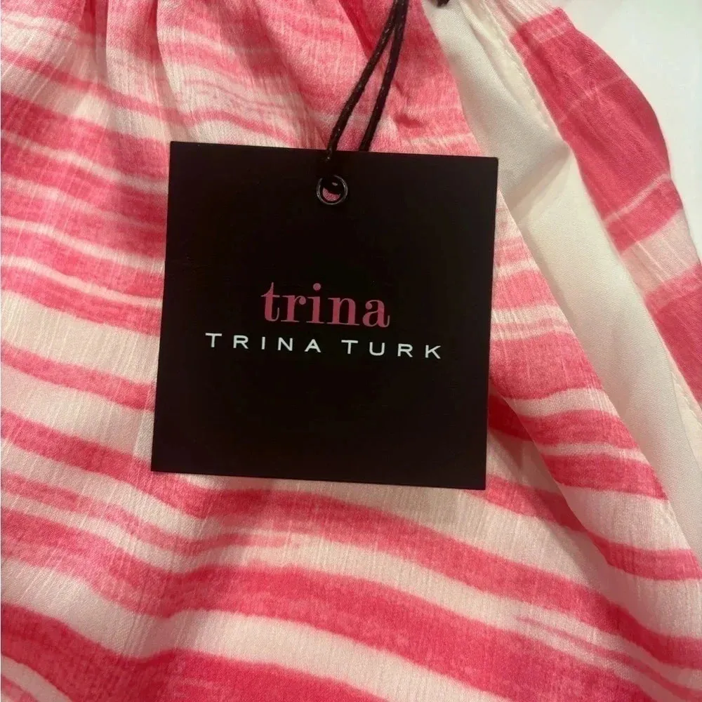 Trina Turk Zuri 2 Pink Striped Mini Dress NWT Size L - Image 6