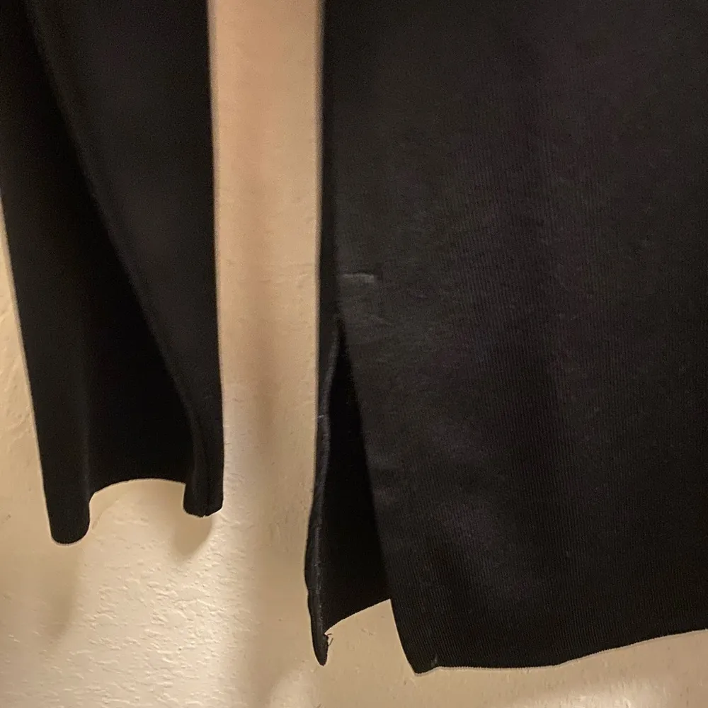 Misook Black White Stitch Detail Open Front Knit Cadigan Size Small - Image 6