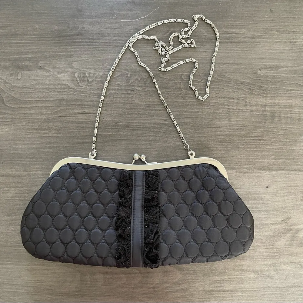 Liz Claiborne 1996 vintage black satin clutch shoulder bag - Image 7