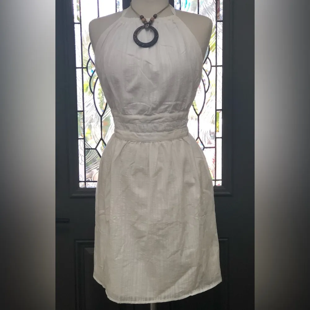 Wild Fable Women’s Mini Halter Fit Flare Back Tie Cotton Plus Size Dress - Image 2