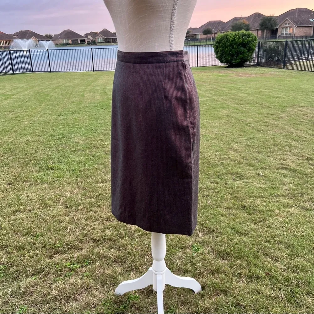 See by Chloe Metallic Dark Red Stripe Pencil Skirt - Image 6