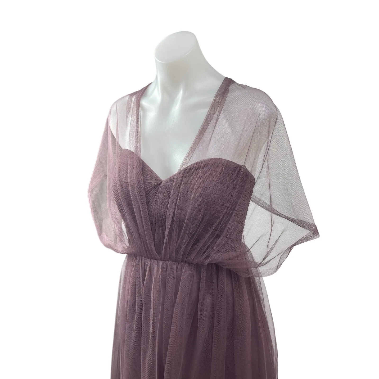 Jenny Yoo Mesh Sheer Tulle Cape Sleeve Convertible Mini Cocktail A-Line Dress 8 - Image 2