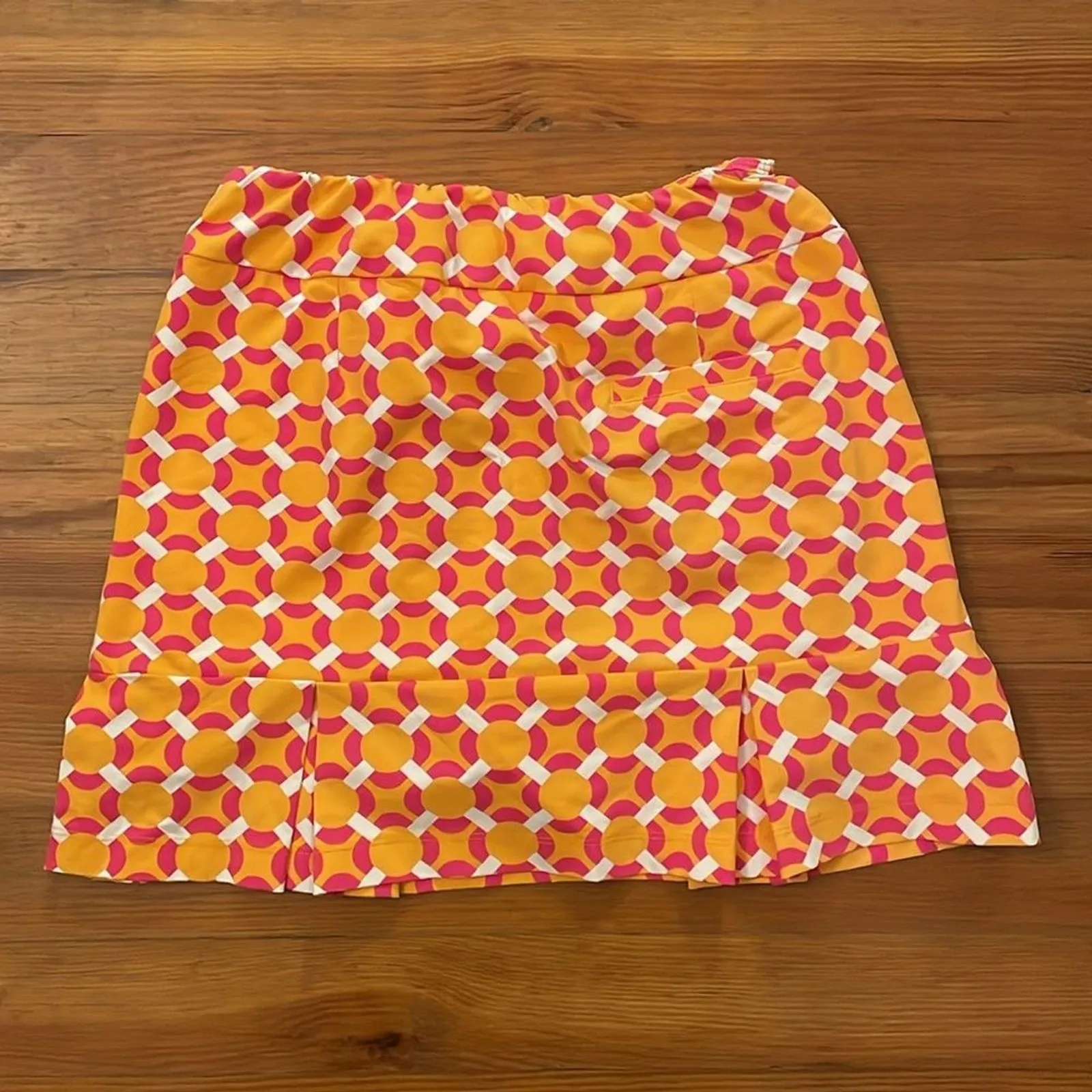 Katherine Way Scottsdale Pleated Skort Womens Size Small Orange Pink Geometric - Image 4