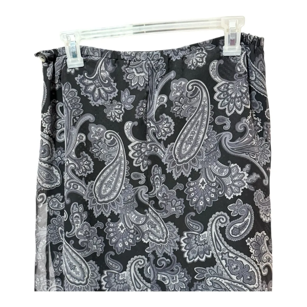 Villager Petite Black Paisley Midi Skirt Sheer Overlay Indie Sleaze - Image 4
