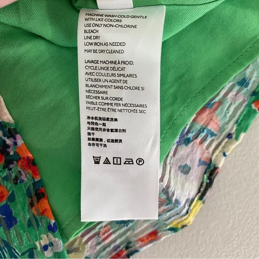 Anthropologie Maeve Quinn Textured Green Floral Tank Top Shirt Blouse Size 6 - Image 7