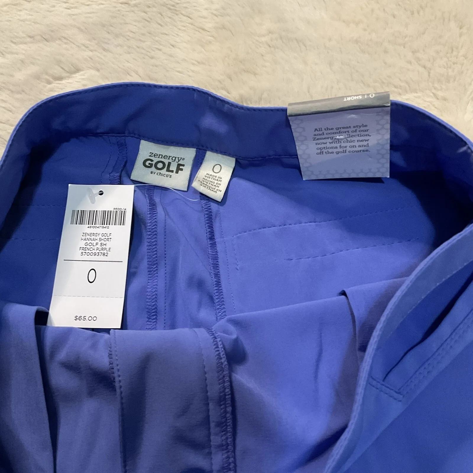 Zenergy Golf By Chico's Womens Hannah Short Purple Size 0 Zip Pocket NWT Bermuda - Image 4