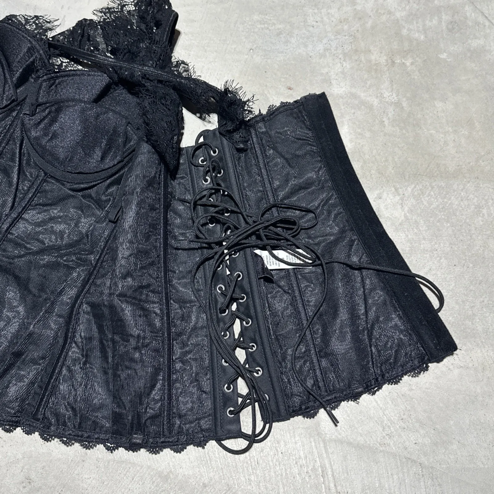 Frederick's Of Hollywood Lace Underwire Corset Pink Black SZ Small 8071 Lingerie - Image 7