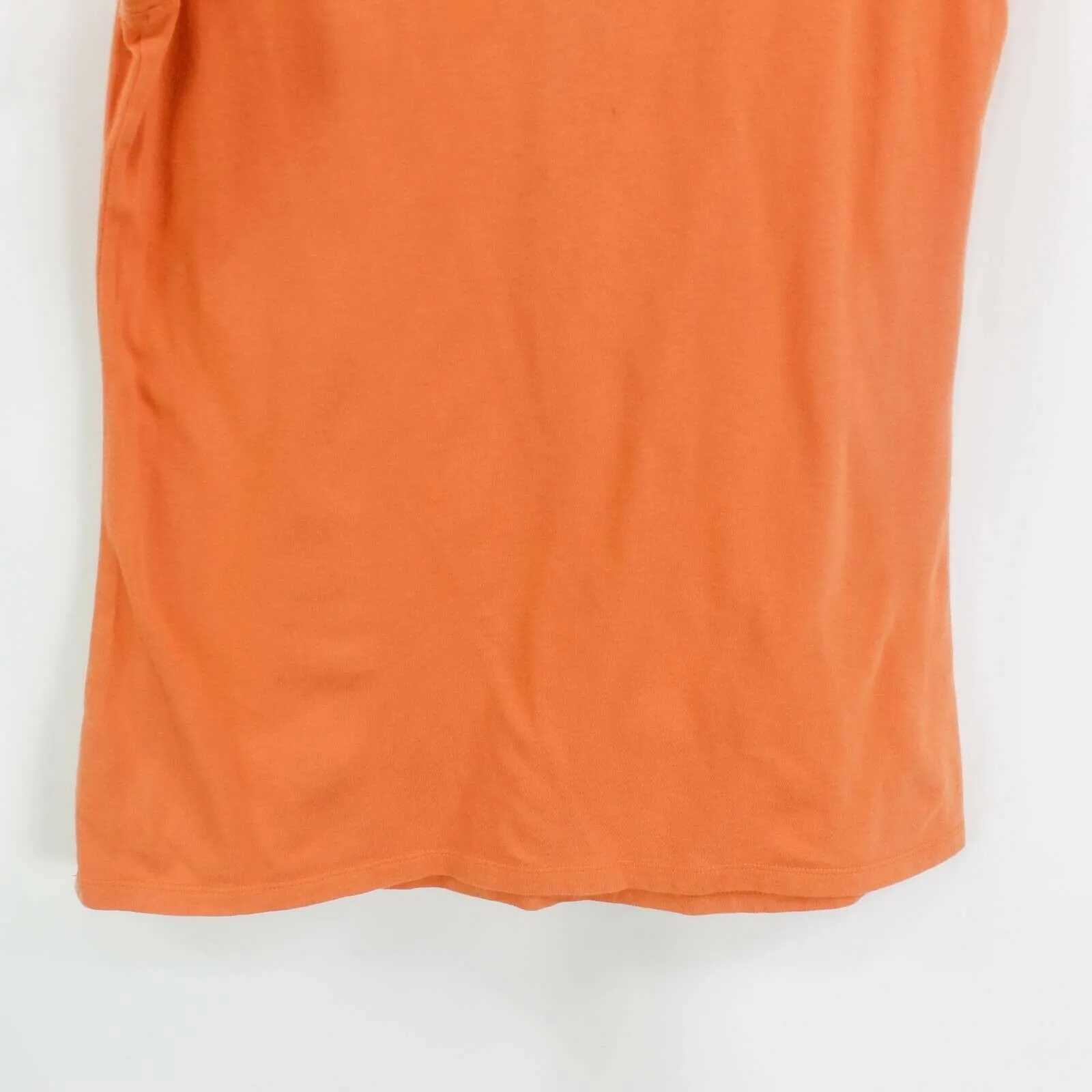 Eddie Bauer Womens Tank Top Orange Scoop Neck Button Ruffles Front 100% Cotton - Image 7