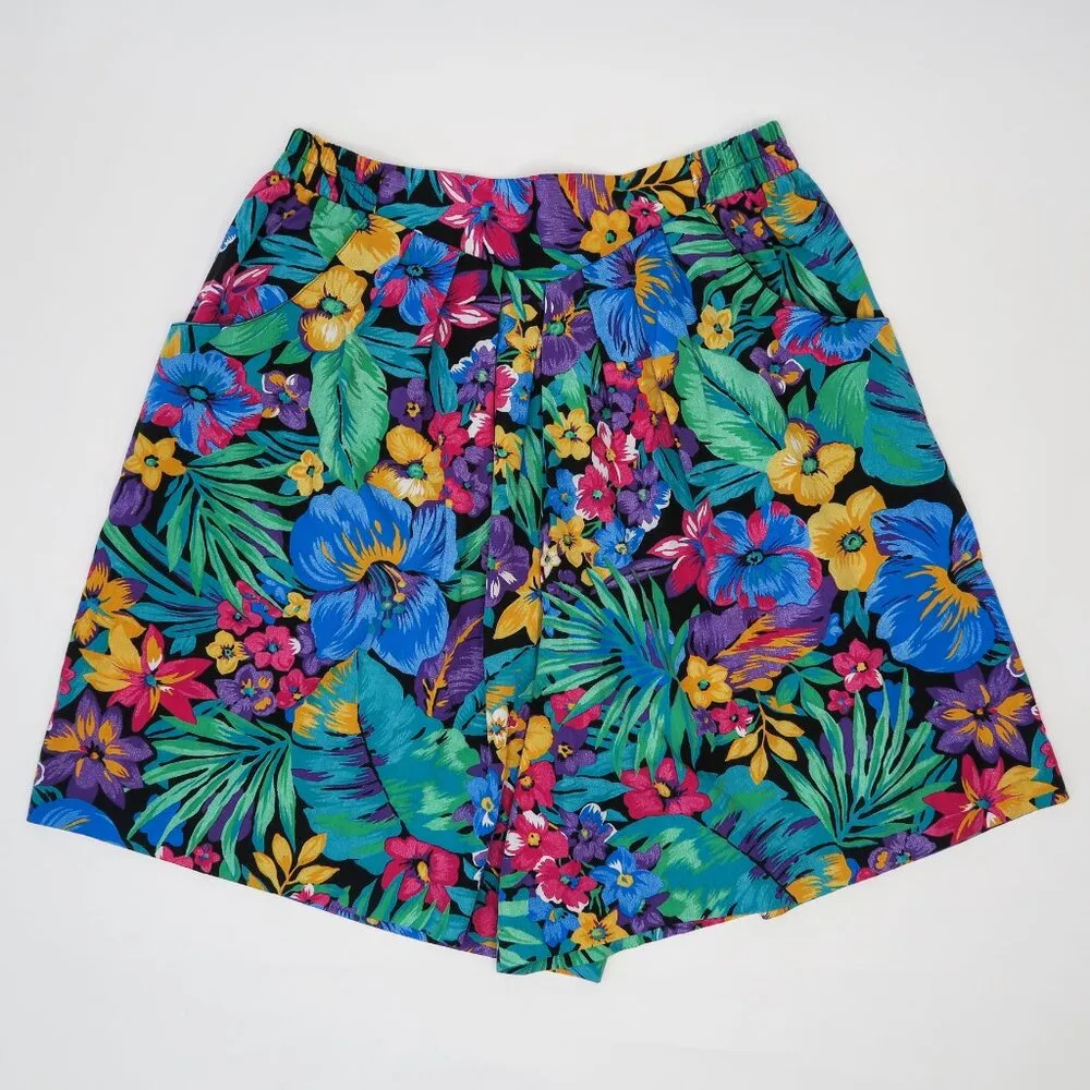 Vintage 80s Lady Lloyd Tropical Hawaiian Floral Shorts Size XL - Image 3