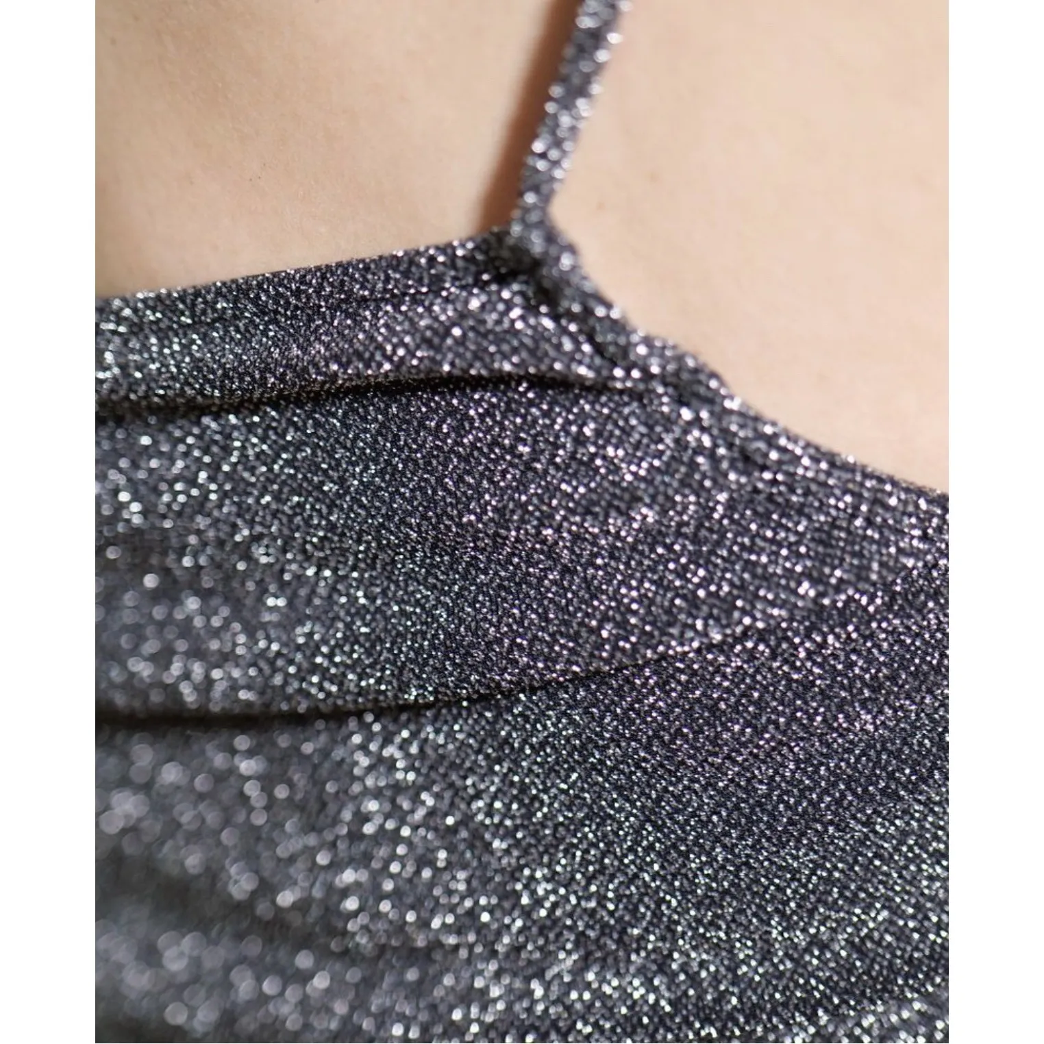 Sparkly Gray‎ Spaghetti Strap Bodycon Dress Ruched Cocktail Party Glam size S - Image 6