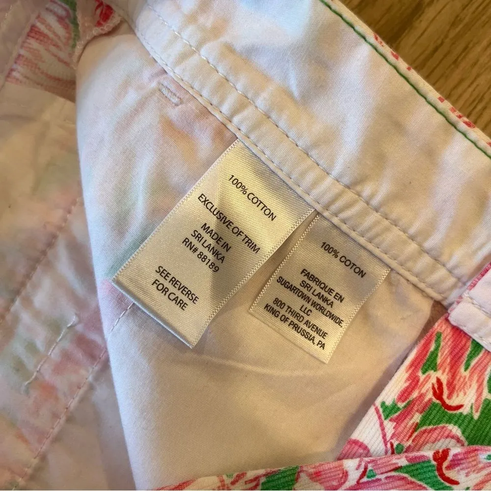 Lilly Pulitzer The Buttercup Short Pink Green Flamingo Scalloped Size 00 - Image 5
