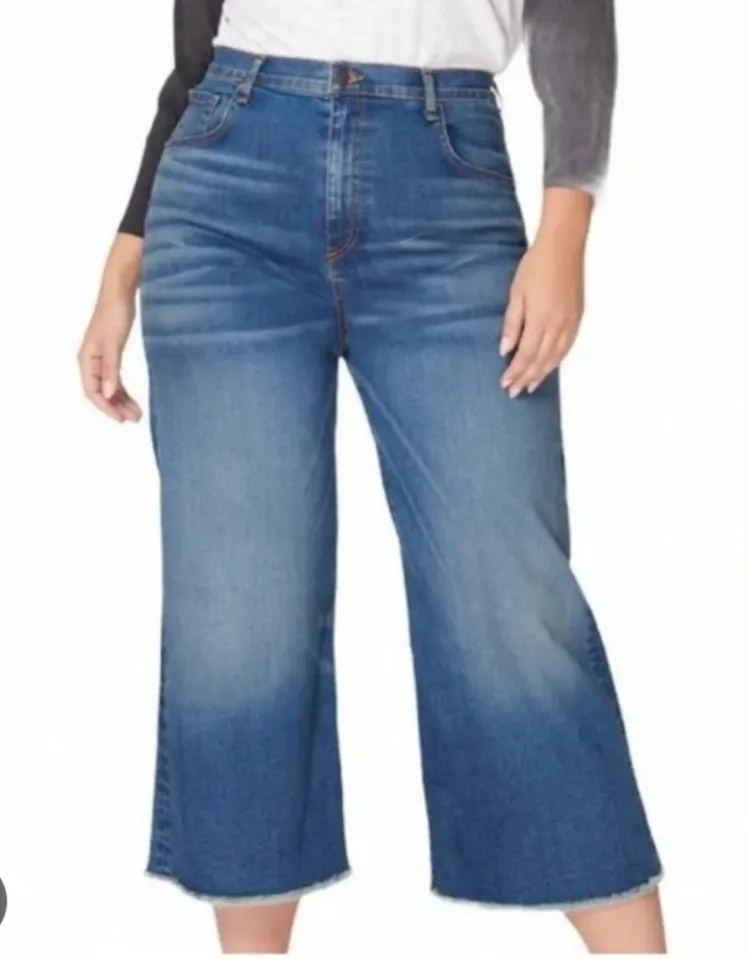 Veronica Beard Jeans High-Rise Raw Edge Wide Leg Jeans Size: Large - Image 1