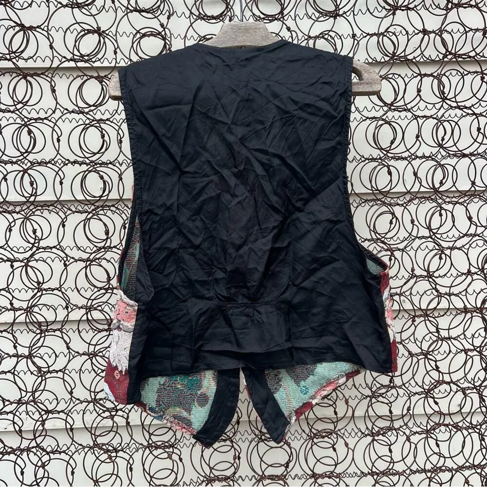 Vintage Old World Santa Tapestry Ugly Christmas Dress Vest Backroad Blues XL Red - Image 4