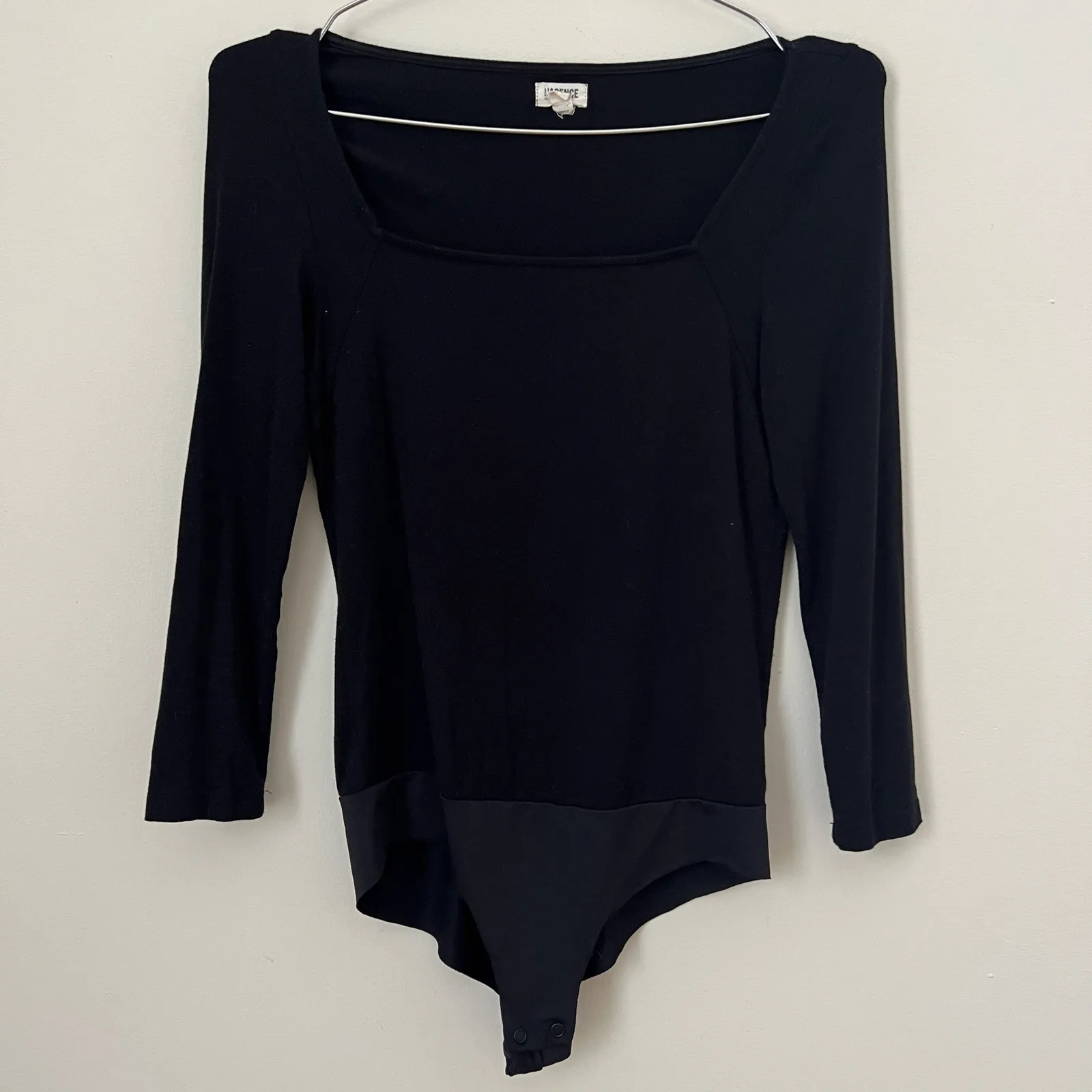 L'AGENCE Angel Square Neck Bodysuit Black Size S - Image 4
