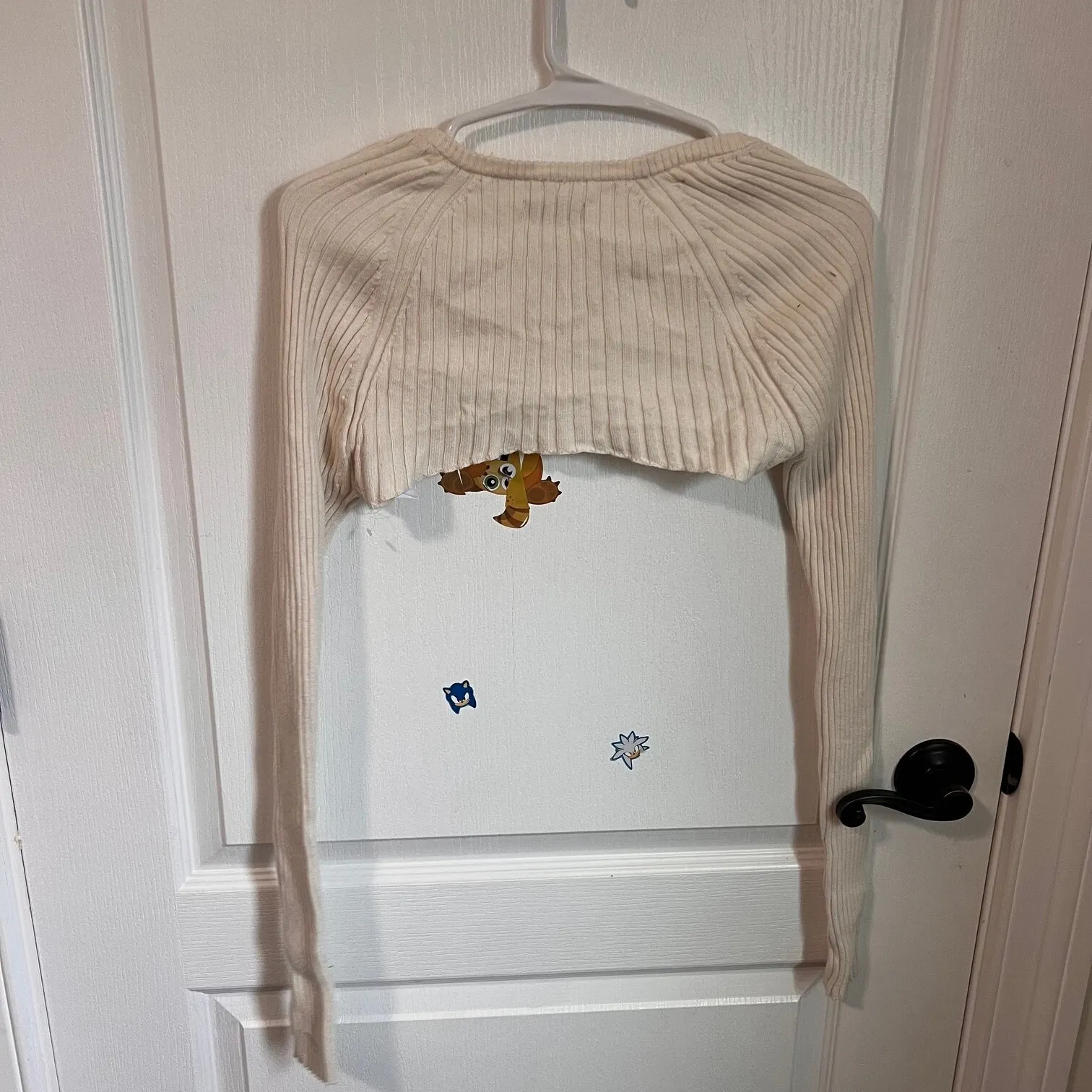 American Eagle Womens Ultra Cropped Bolero Cardigan‎ Open Front Beige Small NEW - Image 6