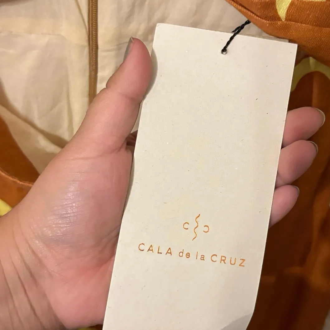 Anthropologie Cala De La Cruz NWT 100%Linen Orange Simone Maxi Dress Size Medium - Image 7