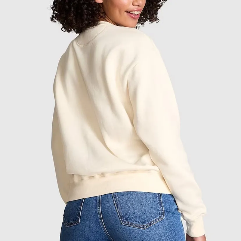 PINK Victoria's Secret Cream Aspen Ski  Fleece Holiday Christmas Sweatshirt - Image 2