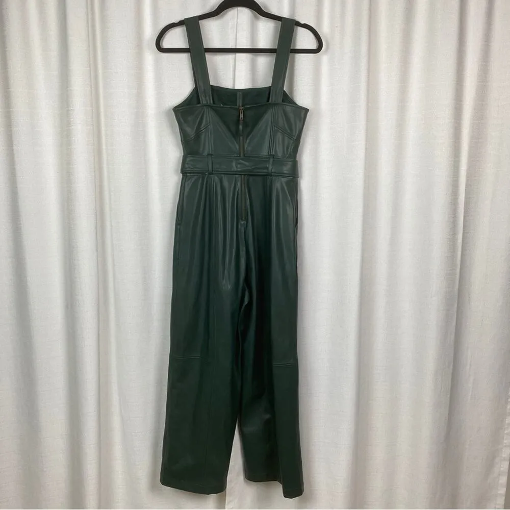 Anthropologie Green Faux Leather Samira Cropped Jumpsuit Sz.2 - Image 9