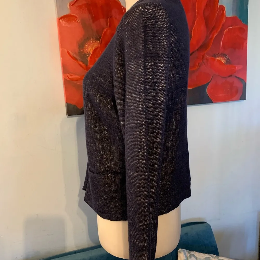 Eileen Fisher Organic Linen Short Zip Front Jacket Top Sweater Size XS - Image 4